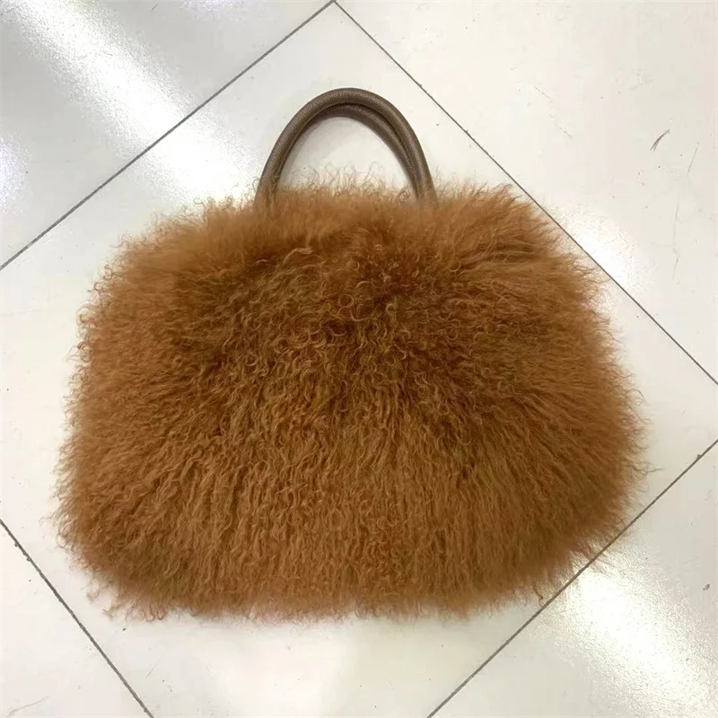 2023 Real Wool Bag Australian Beach Wool Fur Shoulder Bag Wool Ladies Handbag Large Capacity Fashion Luxury Handbags Handbags