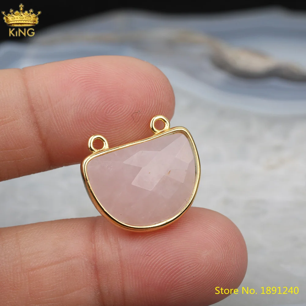 

5Pcs/Lot Natural Crystal Stone Gold Charms Pendant,Amazon Stone Double Hole Connector Charms For DIY Jewelry Making HS-37KBAB