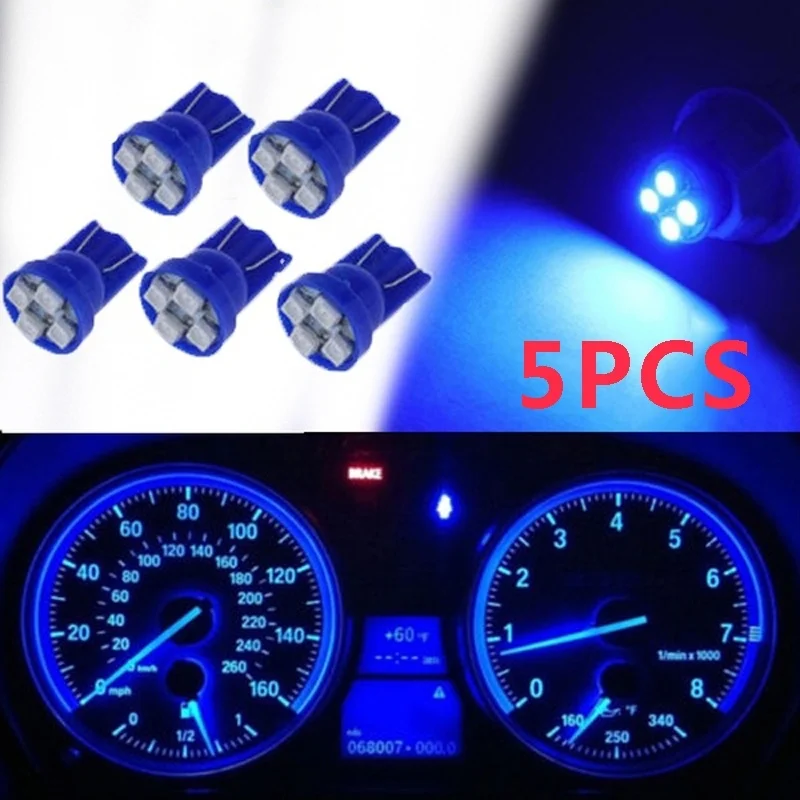 

5 шт. T10 W5W 194 3528 1210 4SMD светодиодный клин приборной панели Калибр кластера инструмент Панель синий светильник лампы