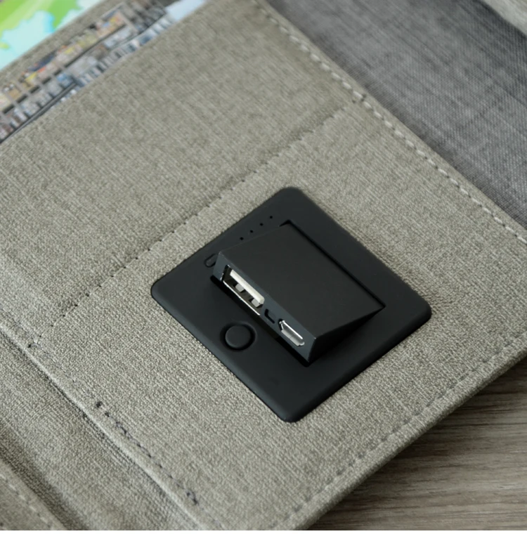 Бизнес Путешествия B5 сумка менеджера портативный padfolio ноутбук с power bank зарядное устройство провода и беспроводной зарядки iPad замок