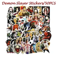 50pcs demon slayer sticker pack kimetsu no yaiba anime graffiti toys cartoon pegatinas for children on suitcase luggage guitar