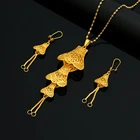 Ожерелье и серьги с подвеской в форме Гипербола золотого цвета для женщин комплект ювелирных изделий из фулани в Африканском эфиопском стиле