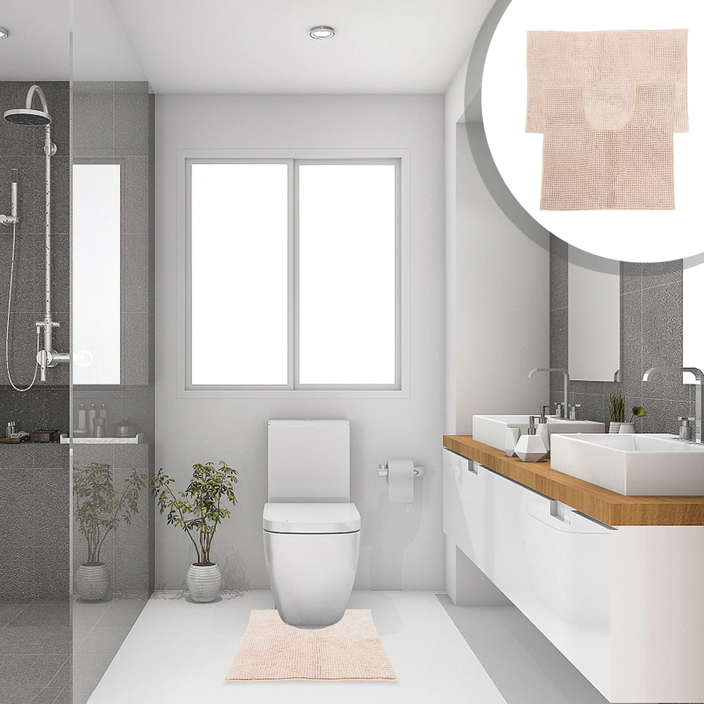 

1 Set/2pcs Bath Mats Extra-Soft Plush U-Shaped Toilet Mat and Bathroom Rug