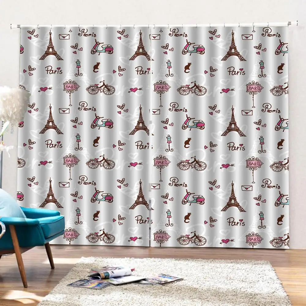 

romantic tower curtains Customized size Luxury Blackout 3D Window Curtains For Living Room Decoration curtains