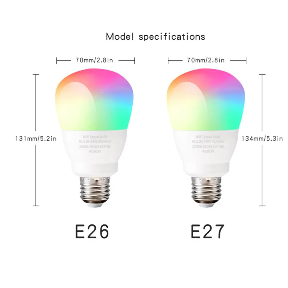 

Practical Durable Smart WiFi Bulb LED RGB Without Hub Smart WiFi Bulb Voice Control E26 Smart WiFi Bulb