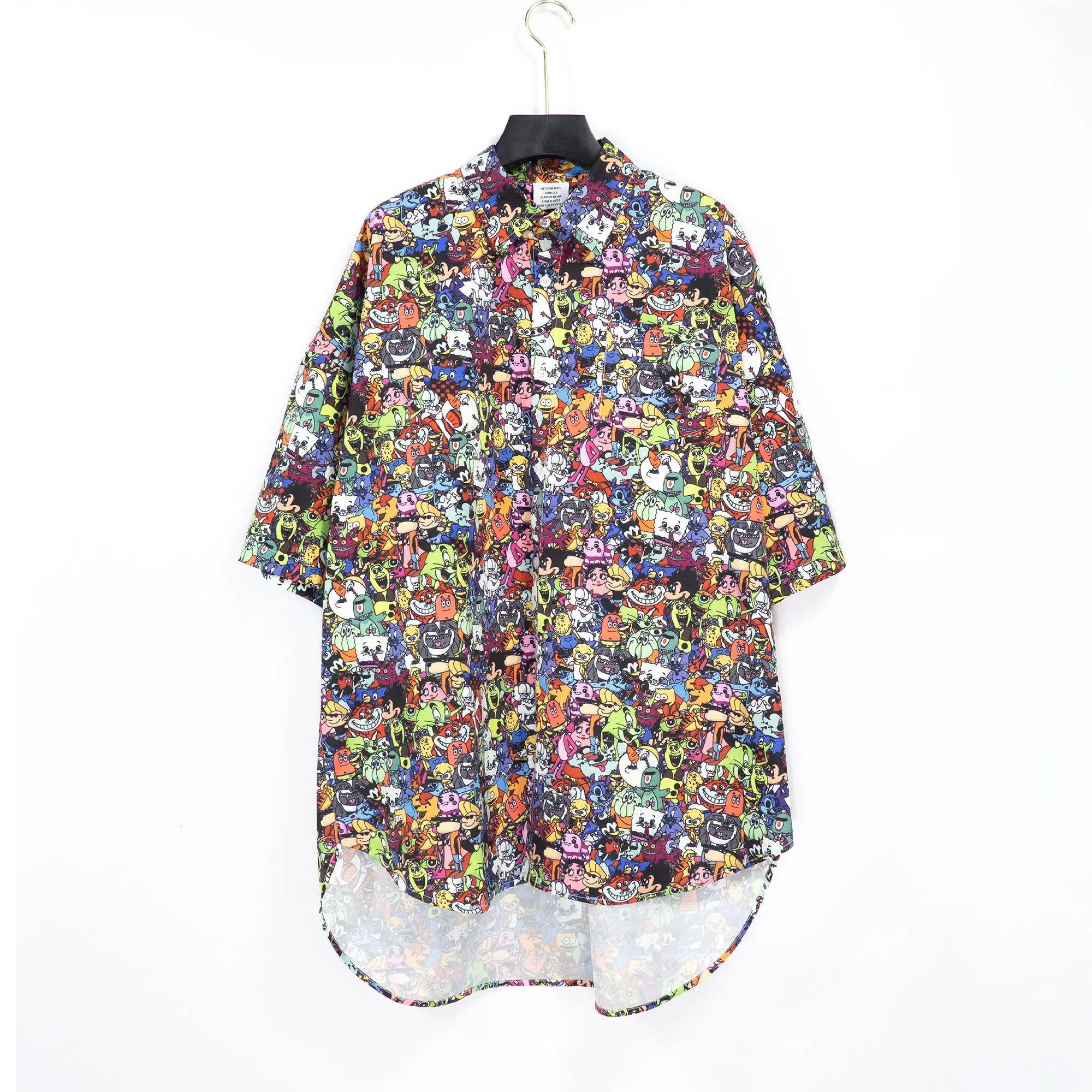 Vetements floral female couple loose street hip-hop trend shirt men's cotton letter printing