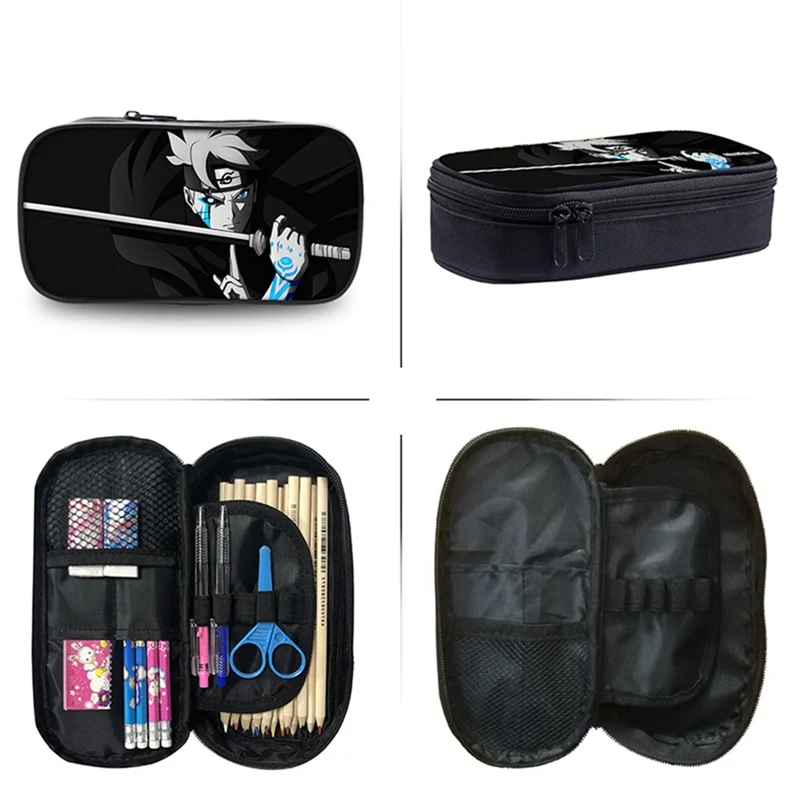 

Large Capacity Pouch Zippers Makeup Storage Bag Office Pen Holder Organizer Stationery Bag Anime Square Pencil Case