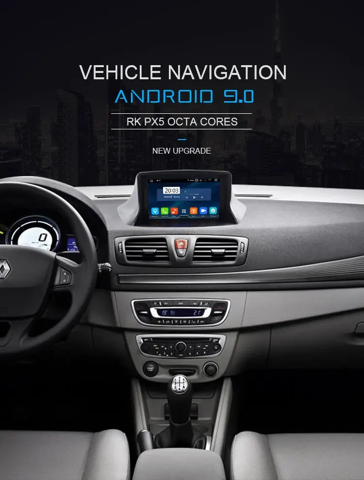 LJDA Android 9.0 Car DVD Player For Megane 3 Fluence 2009- Multimedia GPS Navigation WIFI 1 Din Car Radio Stereo 4G+64G DSP