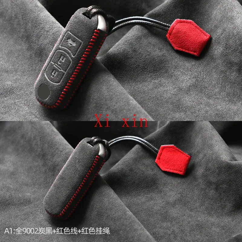 

Customized genuine Alcantara suede key case high-end key shell buckle For Mazda 3/6 onxela cx4 cx5 atenza cx30 car accessories