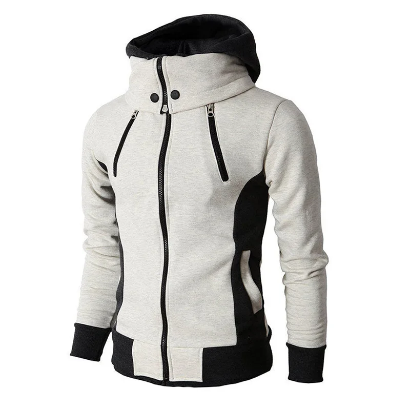 

2021 Zipper Men Jackets Autumn Winter Casual Fleece Coats Bomber Jacket Scarf Collar Fashion Hooded Male Outwear Slim Fit Hoody