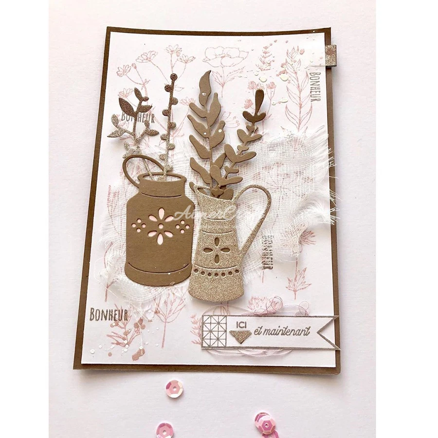 Металлический трафарет для высечки растений в горшке скрапбукинга сделай сам