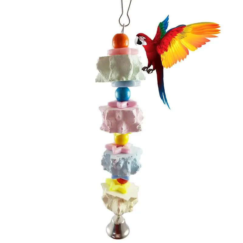 

Parrot Toys Wood Birds Standing Chewing Rack Toys Bead Ball Heart Star Shape Parrot Toy Bird Toys Accessories Supplies