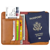 unsex genuine leather passport cover men leather card holder case fashion brown passport case