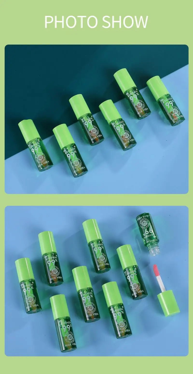 1 шт. алоэ меняющий цвет блеск для губ образец воды увлажняющий долговечный легко