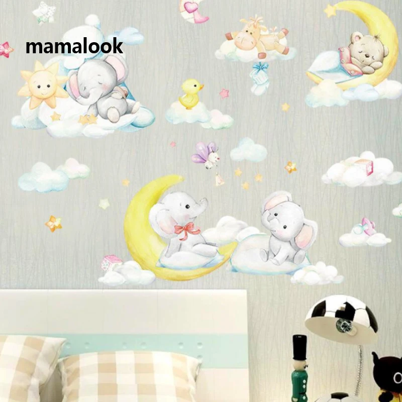 Moon Baby Elephant Good Night Bear детская комната вход шкаф класс украшение для кровати