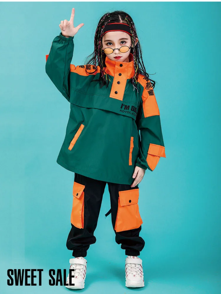

Kid Hip Hop Clothing High Neck Jacket Coat Pullover Tops Causal Pants for Girls Boys Jazz Dance Clothes 6 8 10 12 14 16 Years