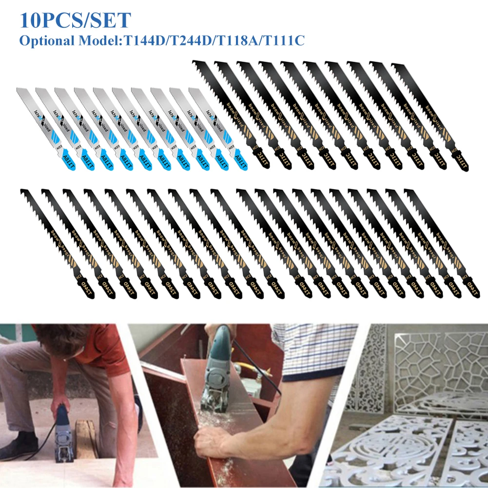 

10PCS Jig Saw Blade Woodworking Saw Blade T144D/T244D/T118A/T111C Cutting Tools Jig Saw T-Shank Blades 100 Mm