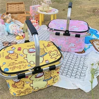 1pc pink cartoon folding picnic camping bags insulated cooler cool hamper storage basket bag box outdoor picnic bags