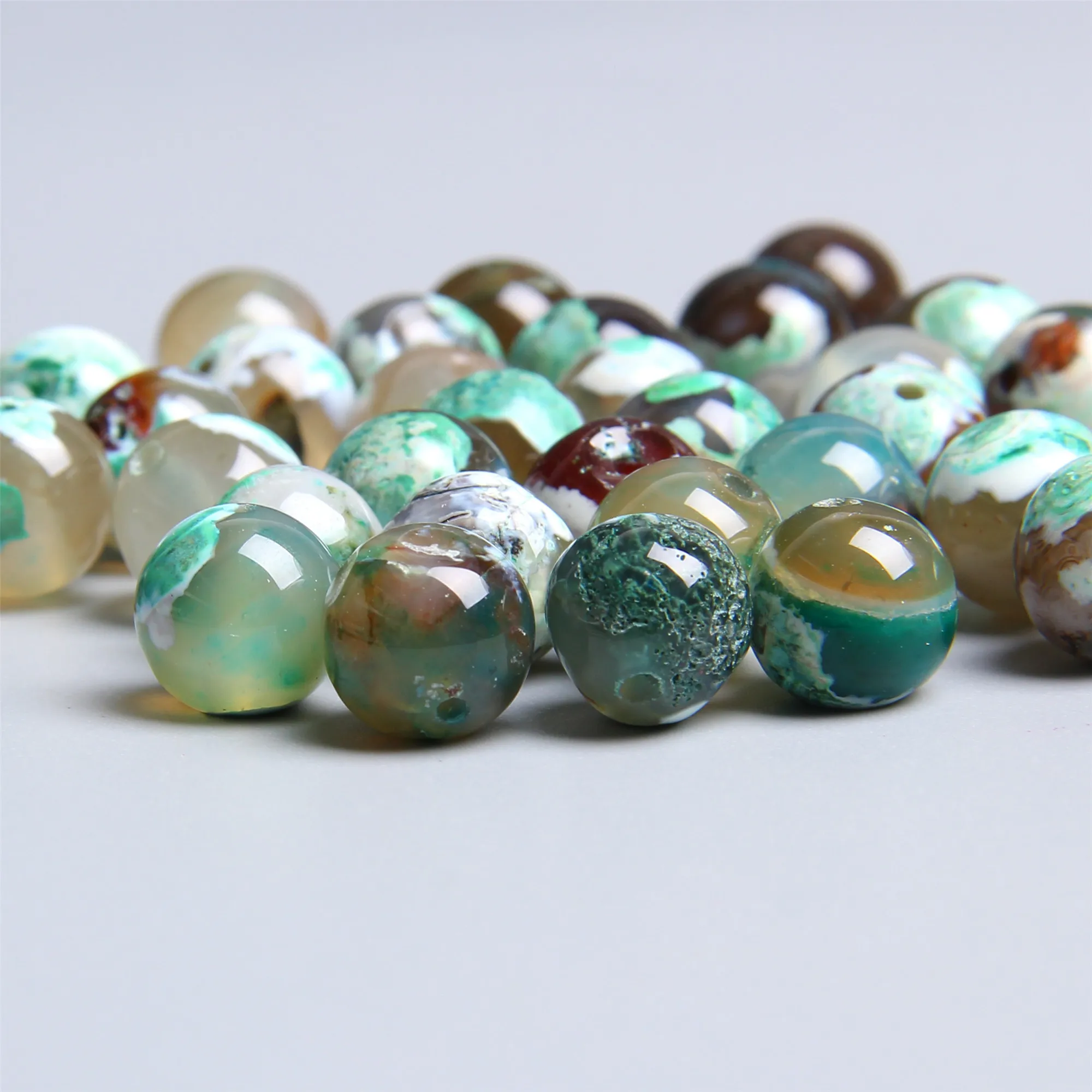 Натуральный зеленый огненные Агаты круглые бусины Свободные Spacer Бусины для