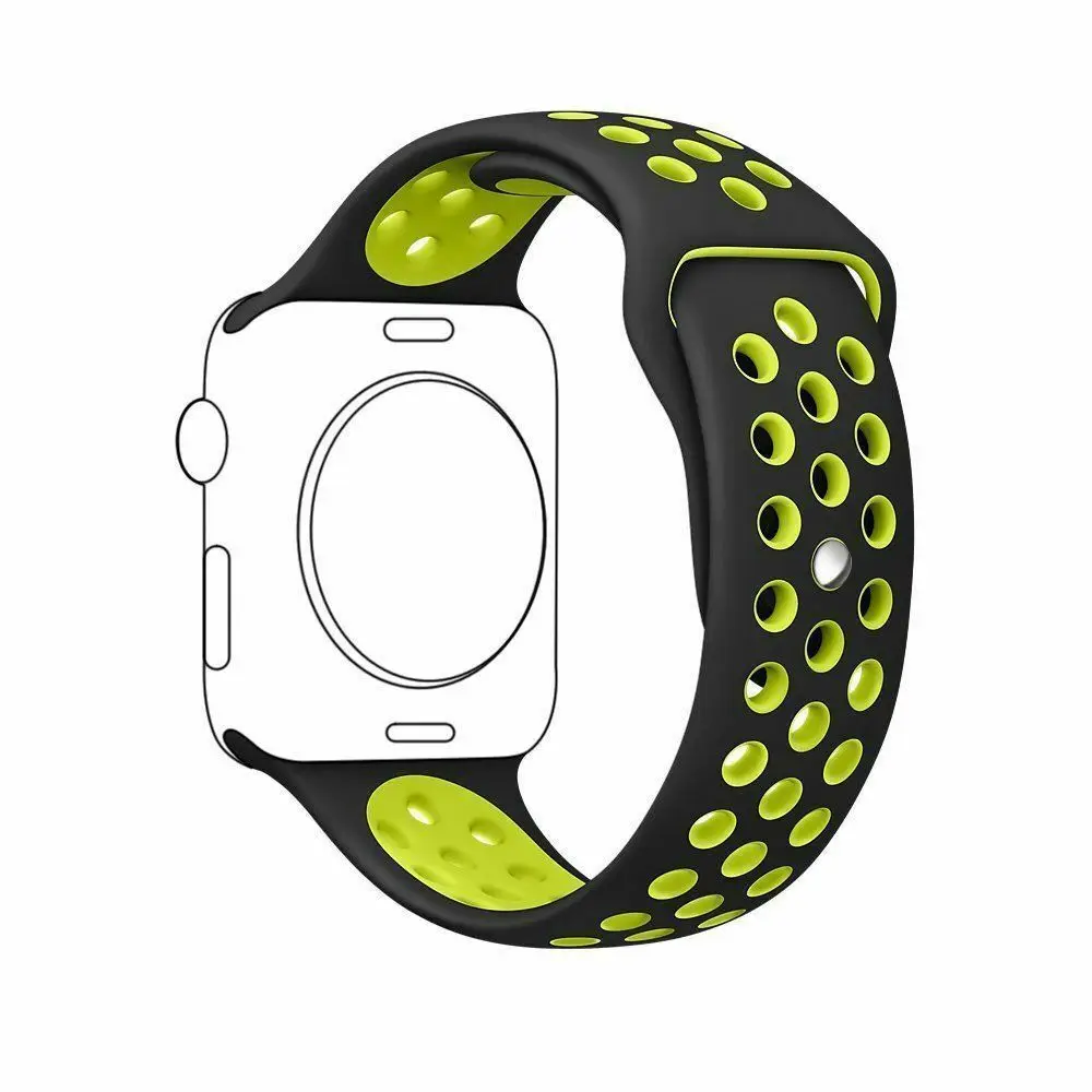 Дышащий силиконовый ремешок для часов для Apple Watch ремешок 5 4 3 2 1 38 мм 42 мм спортивный резиновый ремешок для часов Nike+ iwatch 40 мм 44 мм - Цвет ремешка: Black yellow