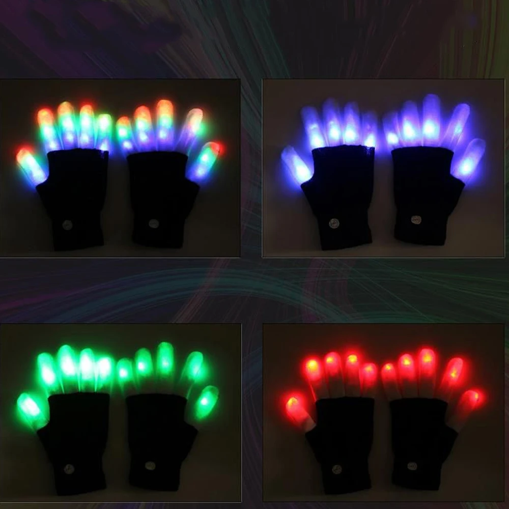 Colorful Fiber Gloves Electric Flashing Luminous LED Durable Motorcycle Bicycle | Автомобили и мотоциклы