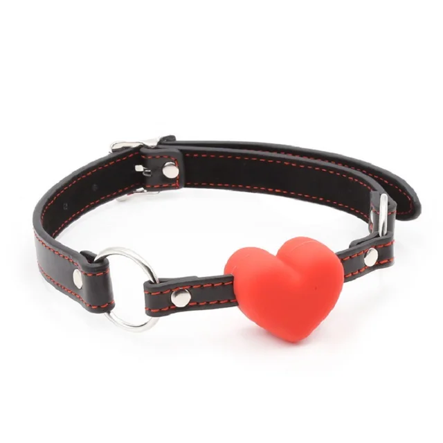 Heart Gag Rubber&PU Leather Open Mouth Harness Ball Shape Couple Game Flirting Oral Sex Product For Woman Man O3 3