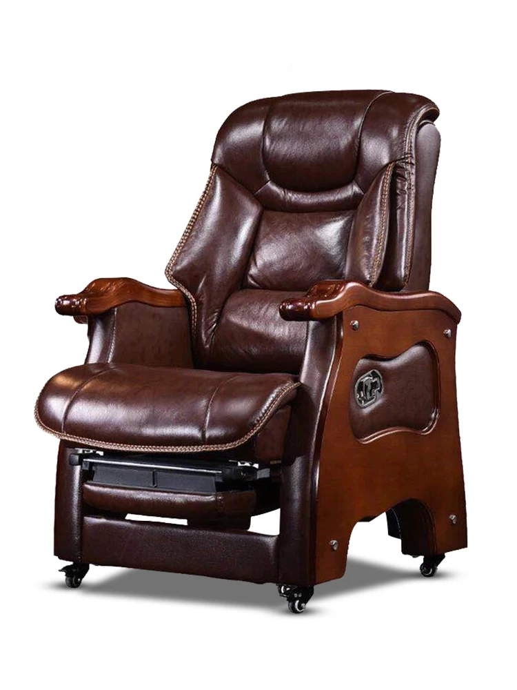

Fashion Minimalist Modern Leather Boss Chair Business Reclining Solid Wood Office Chair Computer Chair Massage Executive Chair
