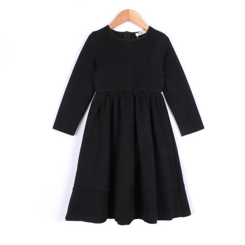 Детские платья для девочек детское платье макси подростков Осень-зима 2019 черные