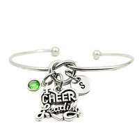 cheerleading creative initial letter monogram birthstone adjustable bracelet fashion jewelry women gift accessories pendant