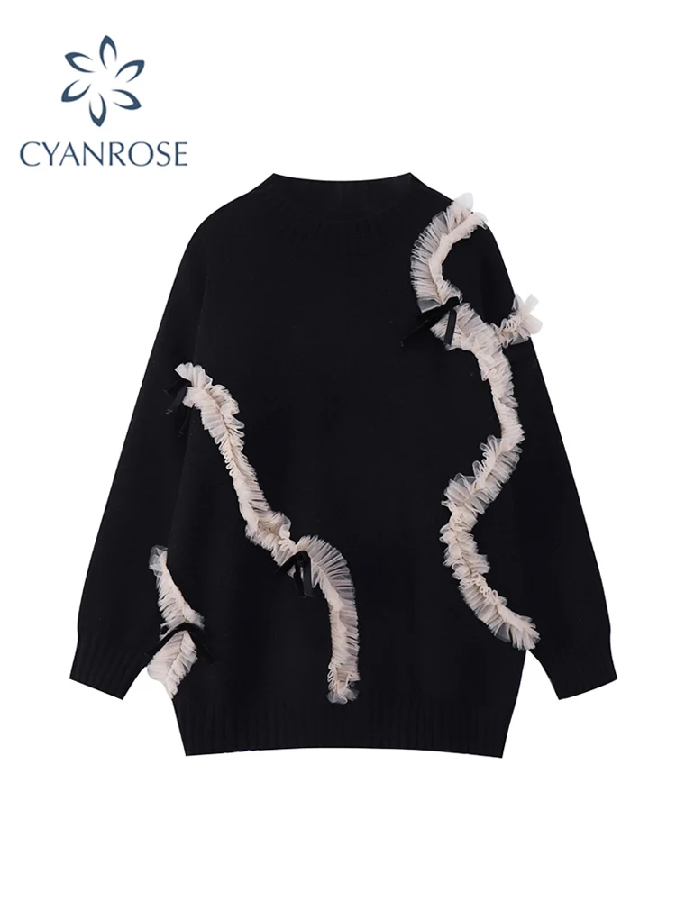 Женский свитер в стиле пэчворк Свободные Повседневные вязаные пуловеры с