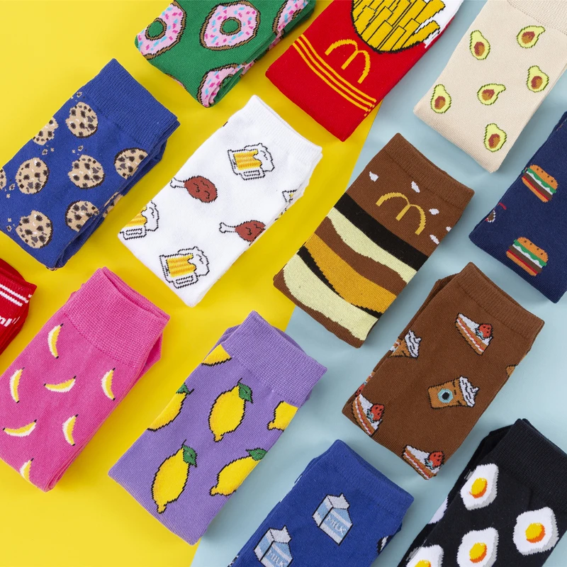1 пара Лидер продаж забавные Женские носочки повседневные Мультяшные фрукты