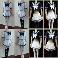 16 scale women soldier school uniform sailor suit striped japanese uniform shirt mini skirt fit 12 inches action figure mode