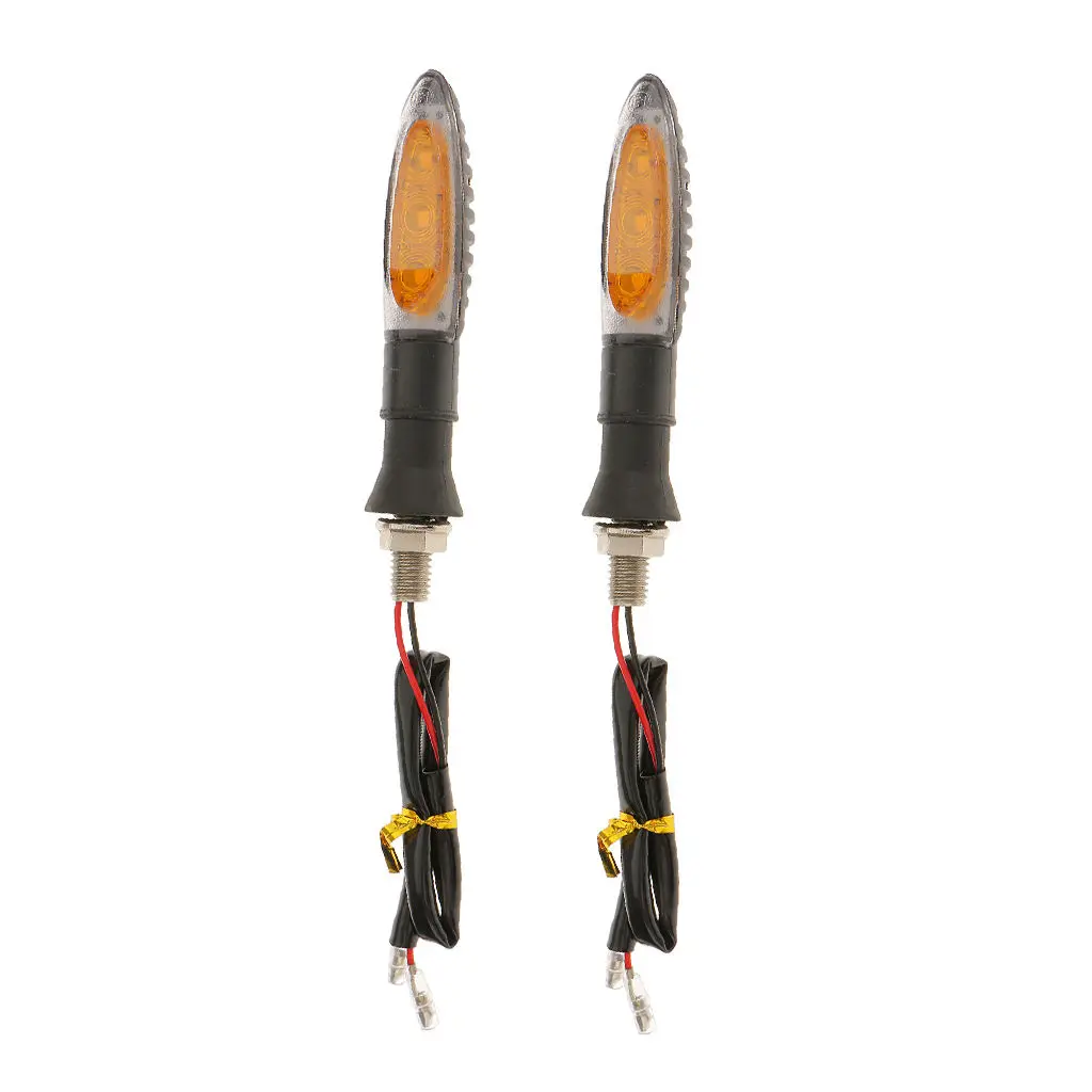 

2Pcs Black Bendable Motorcycle LED Turn Signal Light Indicator Amber Lamp