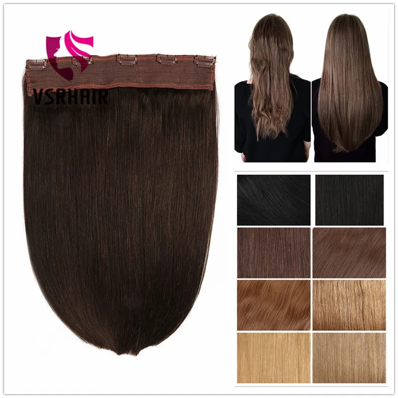 

VSR Halo Hair 80 г 100 г 14 "16" 18 "20" светильник толщина веса Человеческие волосы Remy Halo расширение легко сделать клип в одной части