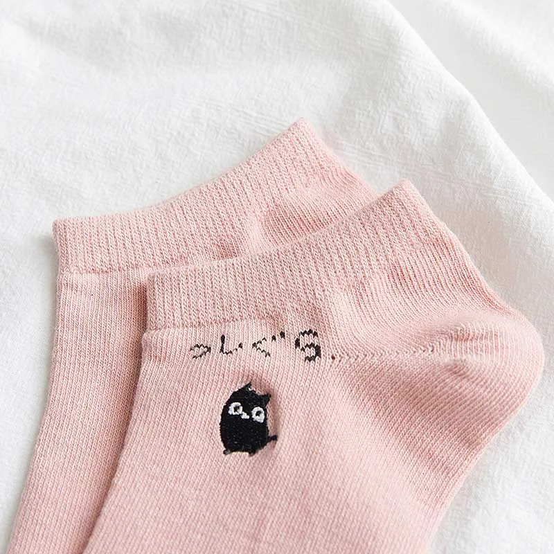 Новинка однотонные короткие носки для отдыха с мультяшным котом удобные дышащие