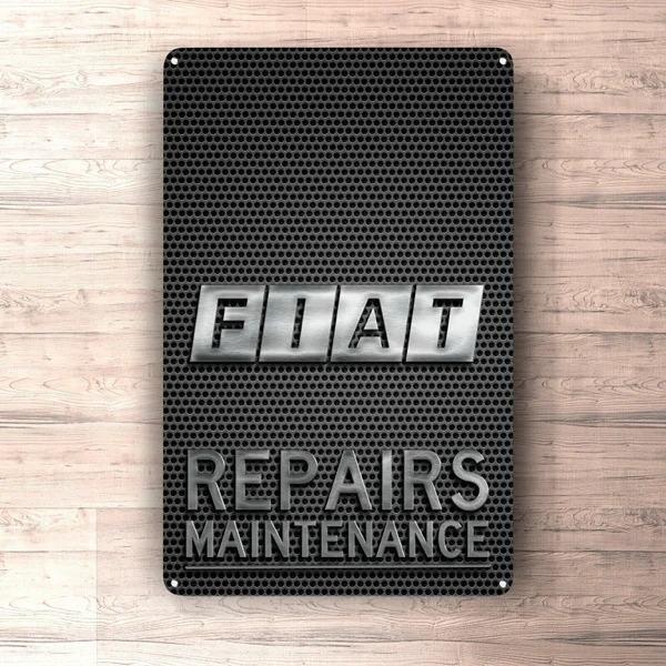 

Flat Metal Poster Tin Sign (Not 3D) - Fiat Repairs Maintenance Sign Metalsign for Garage, Man Cave