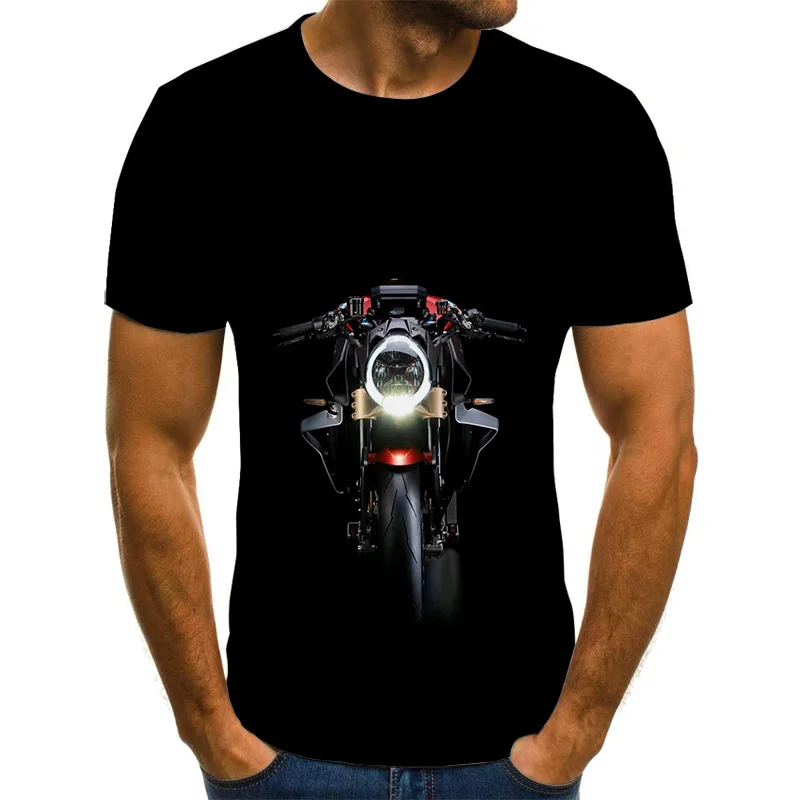 

Men's T-shirt Cool Racing Graphic T-shirt Motorcycle 3D Printing Summer Fashion Punk T-shirt Men's XL Top