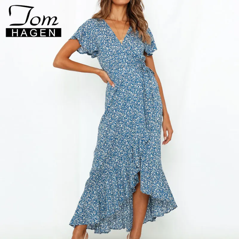 Платье с цветочным принтом том Хаген длинные платья короткими рукавами летнее