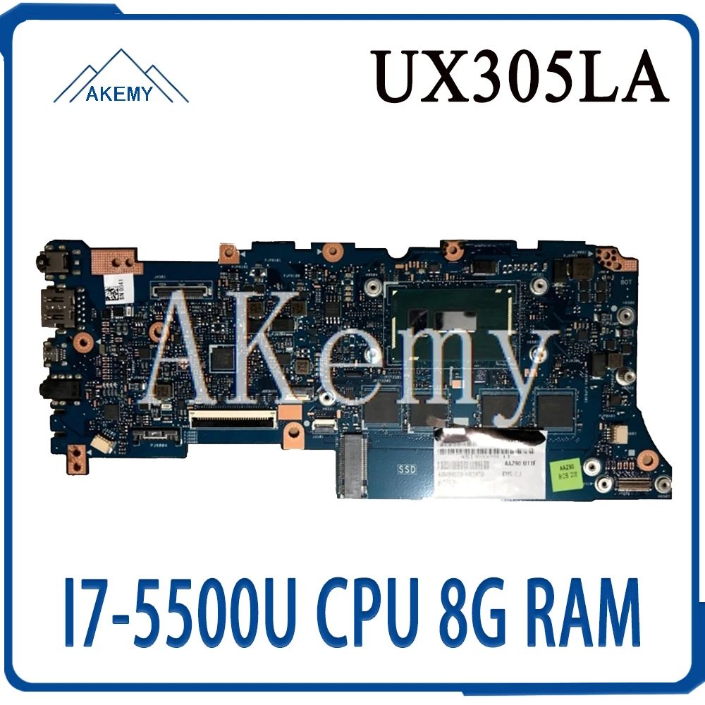 Promo AKEMY UX305LA Laptop Motherboard For Asus Zenbook UX305 UX305L U305L U305LA Mainboard 100% test Ok I7-5500U CPU 8G RAM