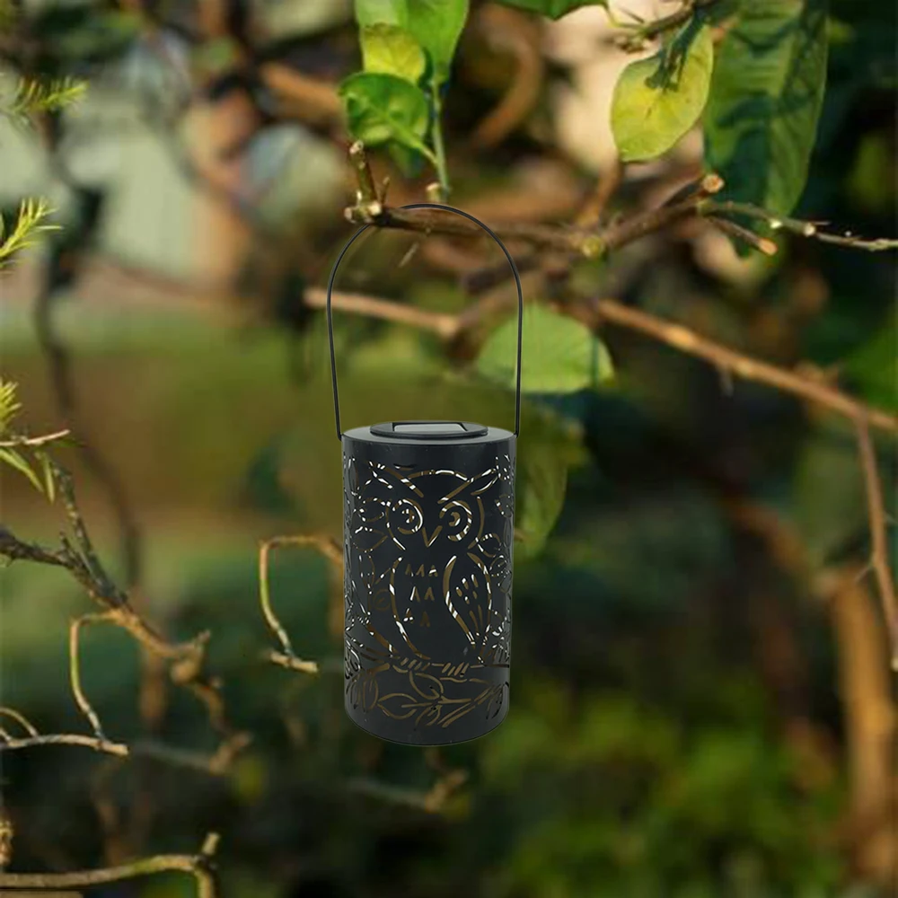 

Hollow Solar Lantern Outdoor Waterproof IP65 Decorative Hanging Owl Lamp Handheld Lantern Pendant Light for Yard Garden Lawn