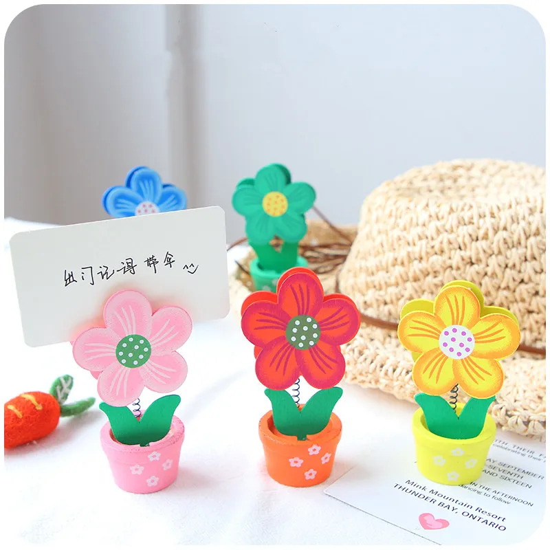 Милый цветочный деревянный держатель для фото банкнот с клипсой имя карты