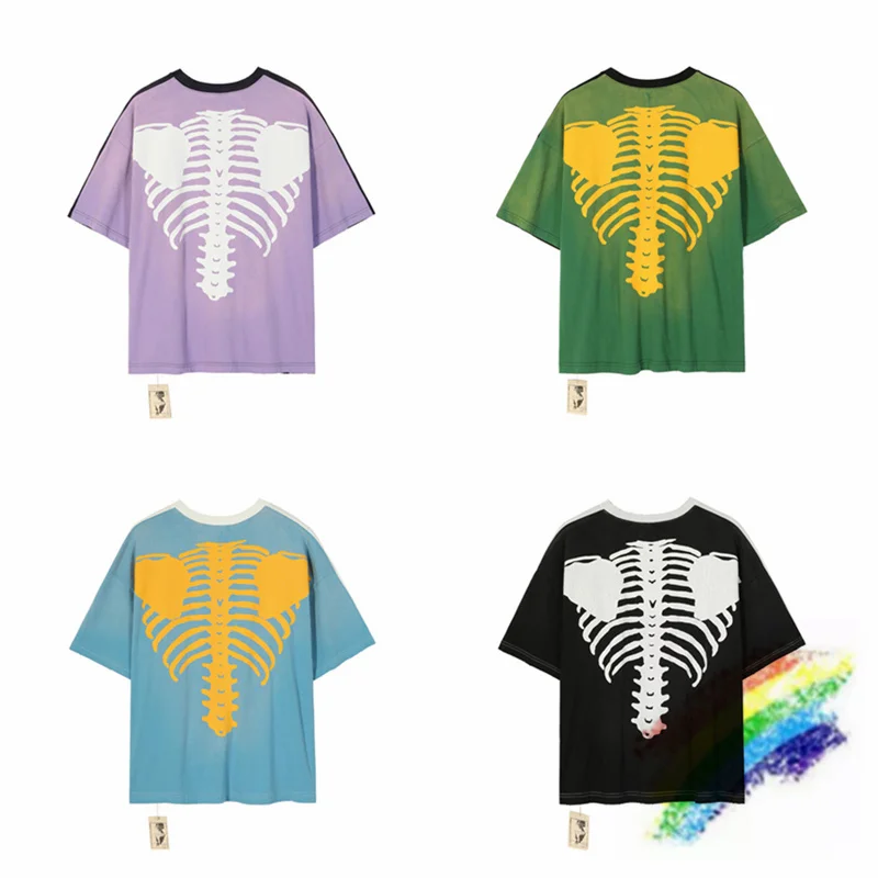 

Heavy Fabric KAPITAL T Shirt Men Women 1:1 High-Quality Patchwork T Shirt Vintage Double Skeleton KAPITAL Tee Tops