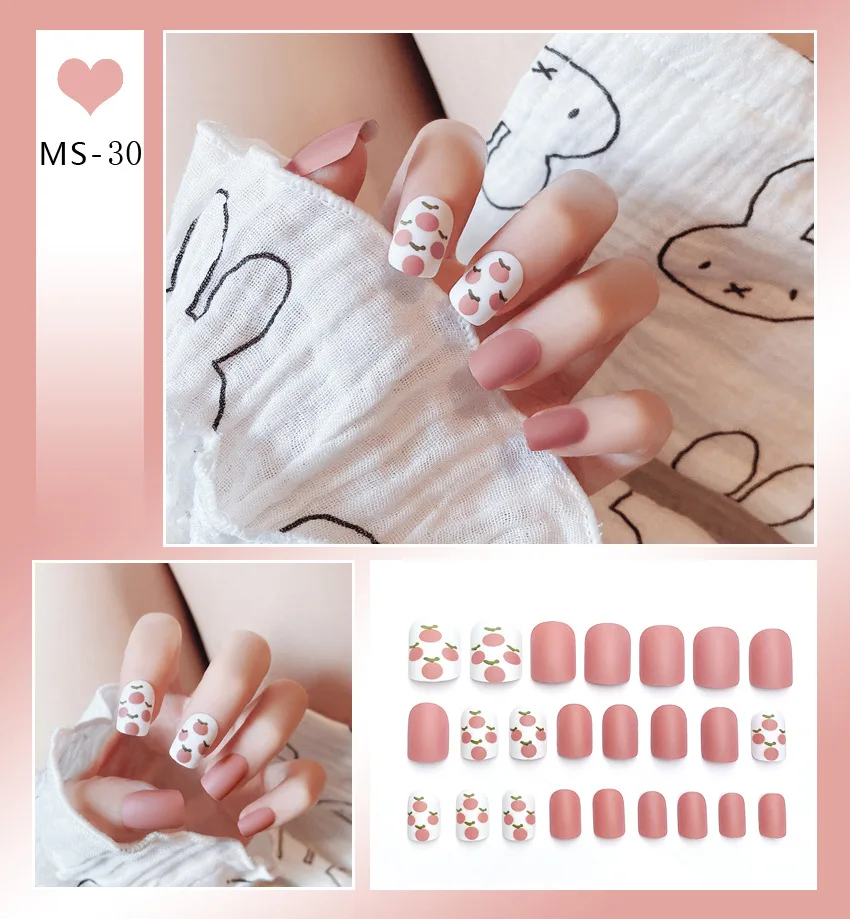 

Короткая наклейка для ногтей с узором в виде клубники, 24 шт./кор.