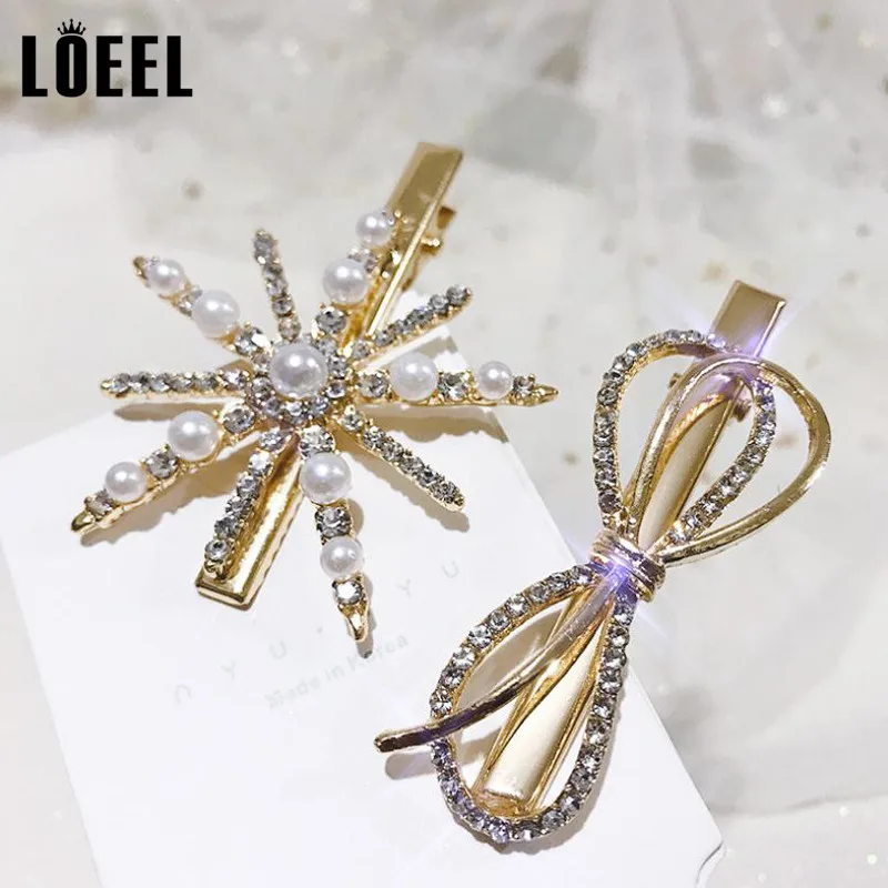 Модные жемчужные Заколки LOEEL заколки для волос с бантом элегантные Шпилька