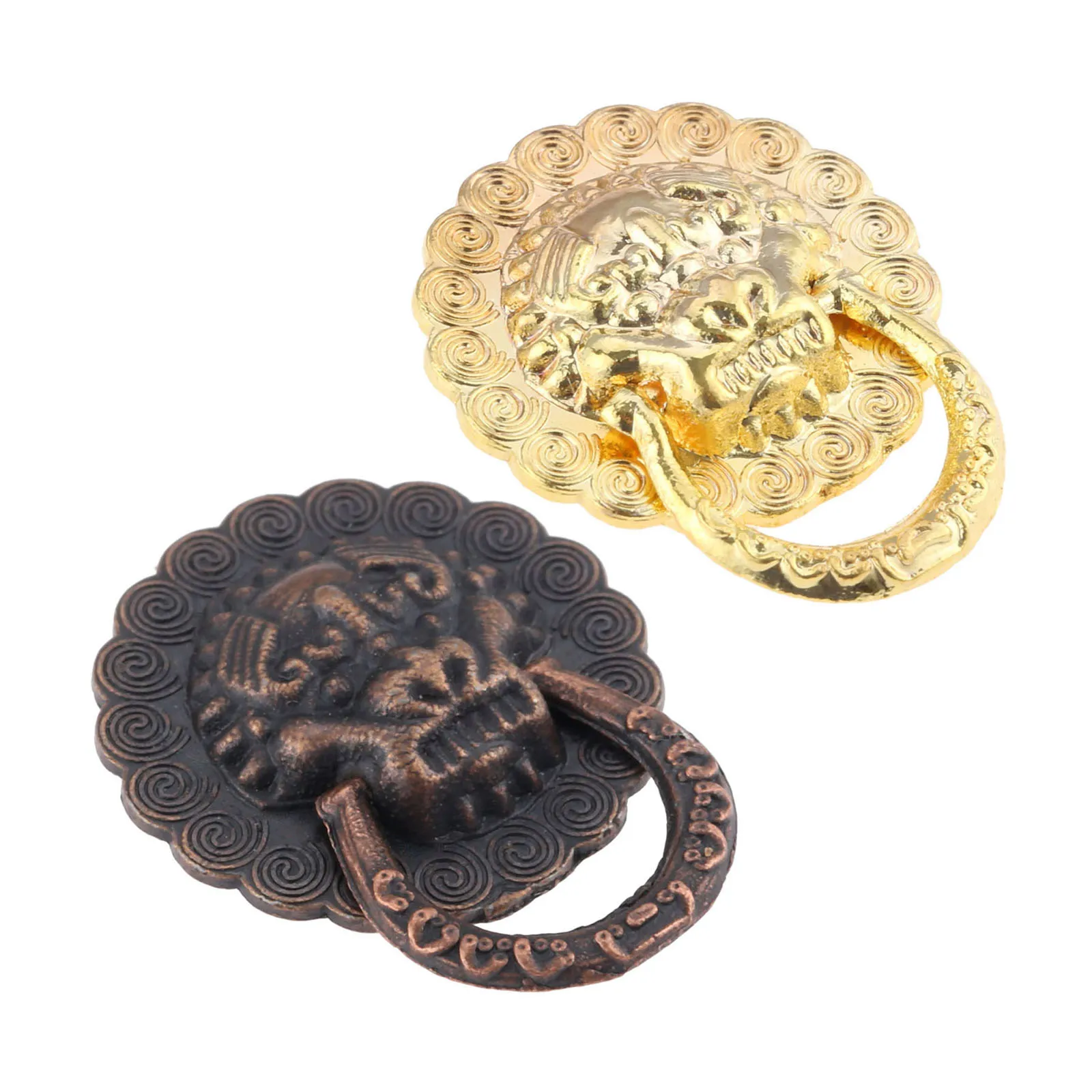 10pcs/lot Lion Head Mini Knobs Red Copper/Gold Handles Pulls Alloy Wine Box Jewelry Chest Drawer Cabinet Decor Vintage 19x24mm images - 6