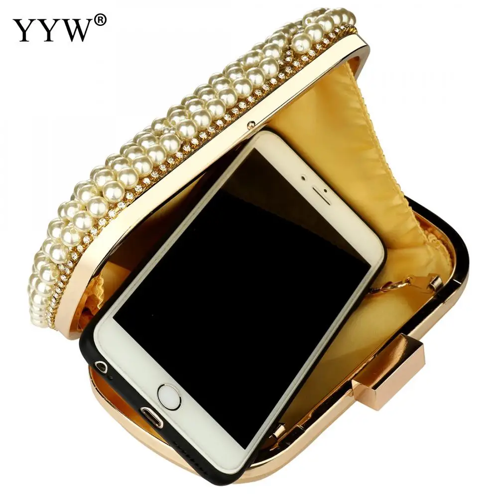 

Womens Plastic Pearl Evening Bag Clutch Geometric Champagne Bridal Clutch Purse With Chain For Cocktail Party Prom Clutches