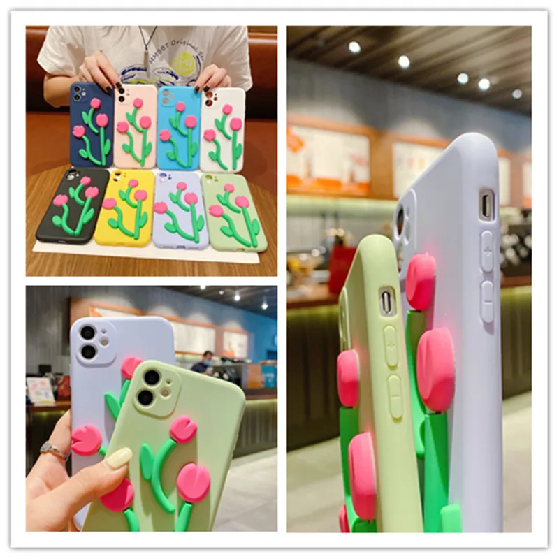 

3D Flower Protective Cover Matte TPU Phone Case Anti-fall Soft Shell For Samsung Galaxy A82 A72 A52 A324G A22 5G A12 M12 A51 A71