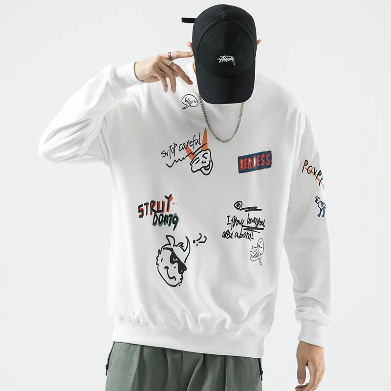 

YOYOO new autumn men clothing cotton men's sweatshirts men's print casual loose sweatshirt man hoodie men's sweatshirt man