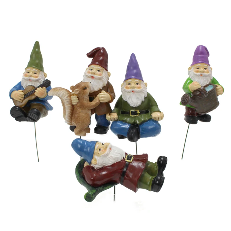

5pcs Dwarf Figurines Fairy Garden Gnomes Statues Ornaments Outdoor Garden Bonsai Accessories Craft Decor Home Supplies