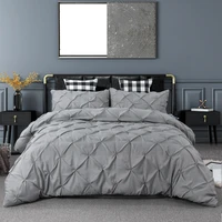 luxury solid color bedding set modern duvet cover sets single queen king size bedclothes pinch pleat for home bedroom no sheet